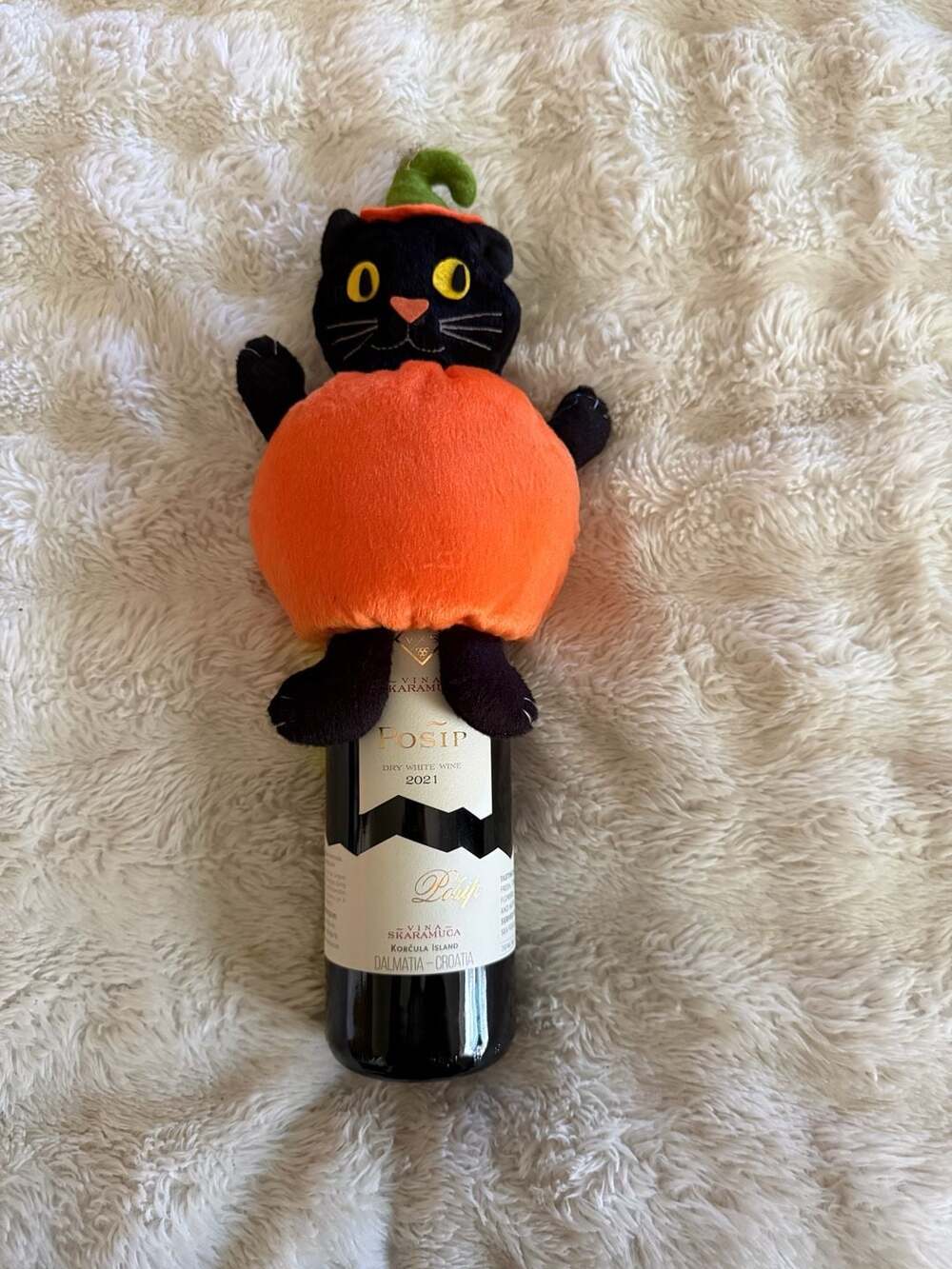 Halloween Black Cat Pumpkin Wine Bottle Topper